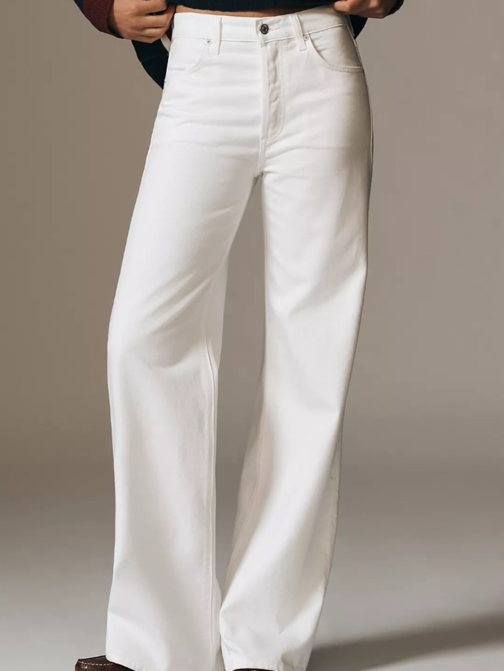 Citizens Of Humanity White Wide-Leg High-Rise Jeans